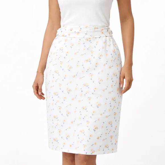 Antonio Melani Floral Cotton Wrap Skirt 10 Garden Party Tea Length Coquette - Picture 1 of 15